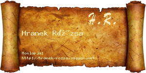 Hranek Rózsa névjegykártya